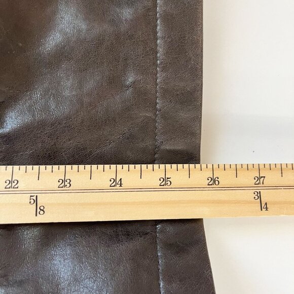 Roundtree & Yorke Brown Leather Striped Jacket Racing Biker Pockets Size Medium - Picture 7 of 7